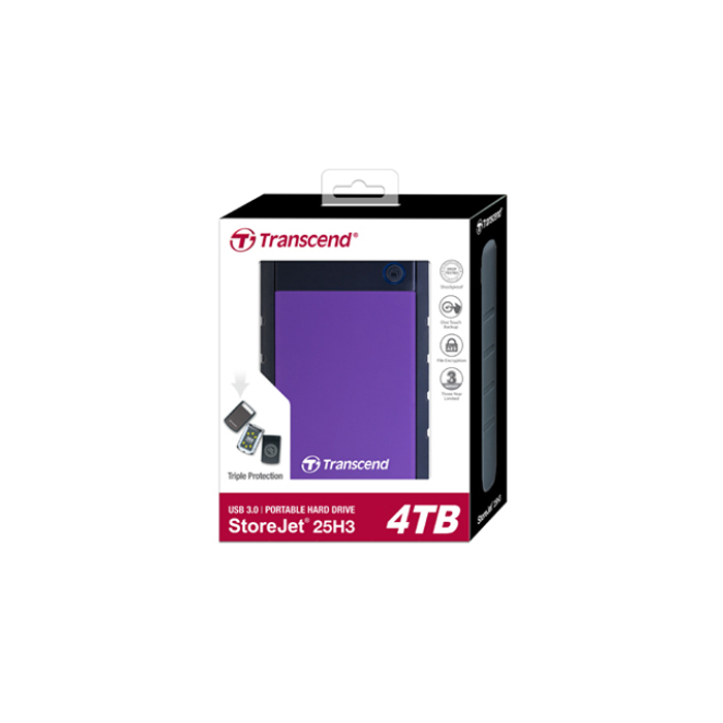 Transcend StoreJet 25H3 disco duro externo 4 TB 2.5″ USB 3.2 Gen 1 (3.1 Gen 1) Negro, Púrpura 2 Transcend StoreJet 25H3 beneficio almacenamiento seguro