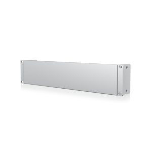 Imagen del panel ciego de bastidor Ubiquiti UACC-RACK-PANEL-BLANK-2U, un accesorio para racks que cubre espacios vacíos en racks de 2U.