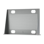 Vista frontal del Ubiquiti cajón metálico para rack, modelo UACC-Rack-Shelf-CLV, diseñado para almacenamiento eficiente en racks de servidores.