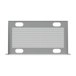 Vista frontal del Ubiquiti cajón metálico para rack, modelo UACC-Rack-Shelf-CLV, diseñado para almacenamiento eficiente en racks de servidores.