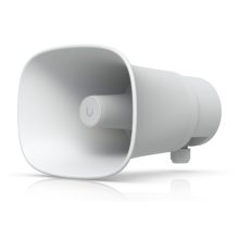 Altavoz alámbrico de Ubiquiti, modelo UP-AI-Horn-Speaker-W, en color blanco y diseño de bocina de 1 vía.