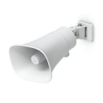 Altavoz alámbrico de Ubiquiti, modelo UP-AI-Horn-Speaker-W, en color blanco y diseño de bocina de 1 vía.