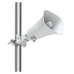 Altavoz alámbrico de Ubiquiti, modelo UP-AI-Horn-Speaker-W, en color blanco y diseño de bocina de 1 vía.