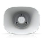 Altavoz alámbrico de Ubiquiti, modelo UP-AI-Horn-Speaker-W, en color blanco y diseño de bocina de 1 vía.