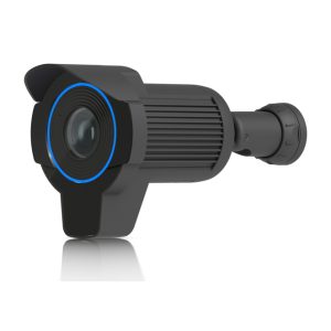 Cámara de seguridad IP Ubiquiti AI LPR en forma de bala, apta para interior y exterior, resolución 3840 x 2160 pixeles. SKU: UVC-AI-LPR-B