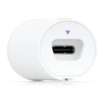 Lente panorámico Ubiquiti AI Theta 360 con SKU UVC-AI-Theta-Lens-360 mostrando visión de 360 grados para cámaras de seguridad