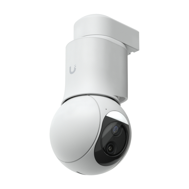 Ubiquiti Cámara de Seguridad IP PTZ de Alta Resolución 4K Cámara de seguridad IP Ubiquiti G6 PTZ esférica, para interior y exterior, con resolución 3864 x 2160 píxeles, se puede montar en techo, pared o poste, SKU UVC-G6-PTZ-W
