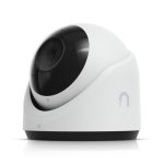 Imagen de la Ubiquiti G6 Turret, una cámara de seguridad IP para interior y exterior con resolución de 3864 x 2160 píxeles, compatible con montaje en techo o pared. SKU: UVC-G6-Turret-W