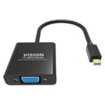 Adaptador de cable Vision Mini DisplayPort a VGA D-Sub en color negro, modelo TC-MDPVGA/BL