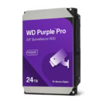 Imagen del disco duro interno Western Digital Purple Pro con 24 TB de capacidad, 7200 RPM y 512 MB de caché. SKU: WD241PURP.
