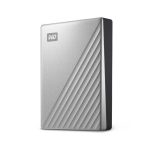 Western Digital WDBFTM0040BSL-WESN disco duro externo de 4 TB, USB Tipo C 3.2 Gen 1 en color plata. SKU: WDBFTM0040BSL-WESN