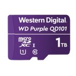 Western Digital WD Purple SC QD101 MicroSDXC UHS-I de 1 TB, ideal para videovigilancia y almacenamiento masivo. SKU: WDD100T1P0C