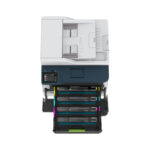 Imagen de la impresora multifuncional inalámbrica Xerox C235 con capacidad de 22 ppm, incluyendo funciones de copia, impresión, escaneado y fax. SKU: C235V_DNI.