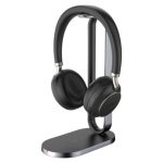 Yealink BH76 auriculares inalámbricos, diadema para llamadas y música, con USB tipo A, Bluetooth y base de carga en color negro. SKU 1208625