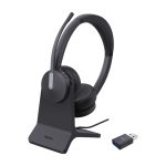 Auriculares inalámbricos Yealink WH64 Hybrid Dual con base de carga, diseño de diadema para oficina y centro de llamadas, conexión USB Tipo C y Bluetooth. SKU: 1208697