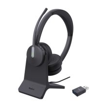 Auriculares inalámbricos Yealink WH64 Hybrid Dual con base de carga, diseño de diadema para oficina y centro de llamadas, conexión USB Tipo C y Bluetooth. SKU: 1208697