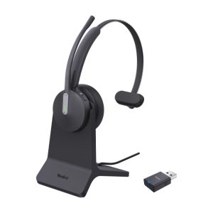 Auriculares inalámbricos Yealink WH64 Hybird Mono con base de carga, USB Tipo C, Bluetooth, color negro. SKU 1208698.