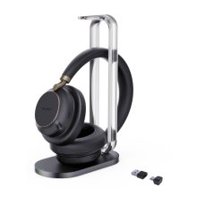 Auriculares inalámbricos Yealink BH76 Plus con base de carga, soporte Teams, conectividad USB Type-C y USB Type-A, color negro, SKU 1208699