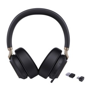 Auriculares inalámbricos Yealink BH76 Plus UC con diadema en color negro, conexión Bluetooth y USB Type-C/A. SKU 1208708