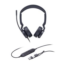 Imagen de los auriculares Yealink UH44 Dual UC para oficina y centro de llamadas, alámbricos y de color negro con conectividad USB-C y USB-A, SKU 1308187