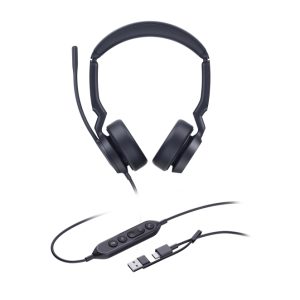 Imagen de los auriculares Yealink UH44 Dual UC para oficina y centro de llamadas, alámbricos y de color negro con conectividad USB-C y USB-A, SKU 1308187