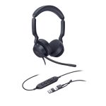 Imagen de los auriculares Yealink UH44 Dual UC para oficina y centro de llamadas, alámbricos y de color negro con conectividad USB-C y USB-A, SKU 1308187