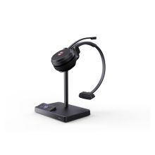 Yealink WH62 Mono Teams auriculares inalámbricos de diadema ideal para oficina o centro de llamadas, con puerto MicroUSB y base de carga, en color negro. SKU: WH62 MONO TEAMS