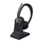 Auriculares inalámbricos Yealink WH64 con conexión USB Tipo C, Bluetooth, diadema para oficina o centro de llamadas, color negro. SKU 1208673.