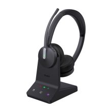 Auriculares inalámbricos Yealink WH64 con conexión USB Tipo C, Bluetooth, diadema para oficina o centro de llamadas, color negro. SKU 1208673.
