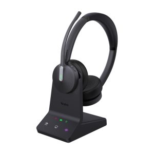 Auriculares inalámbricos Yealink WH64 con conexión USB Tipo C, Bluetooth, diadema para oficina o centro de llamadas, color negro. SKU 1208673.