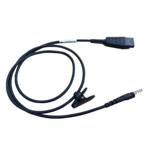 Imagen del cable Zebra CBL-HS2100-QDC1-02, accesorio para auriculares con conector de alta calidad. SKU CBL-HS2100-QDC1-02