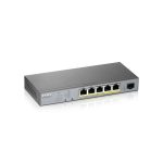Zyxel GS1350-6HP-EU0101F switch gestionado L2, puertos Gigabit Ethernet (10/100/1000) y Energía sobre Ethernet (PoE) en color gris, SKU GS1350-6HP-EU0101F