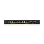 Imagen del Zyxel GS1900-10HP, un switch gestionado de nivel 2 con 10 puertos Gigabit Ethernet y capacidad PoE, SKU GS1900-10HP-EU0102F