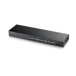 Switch gestionado Zyxel GS-1900-24 v2 con 24 puertos Gigabit Ethernet (10/100/1000), formato 1U en color negro. SKU GS1900-24-EU0102F.