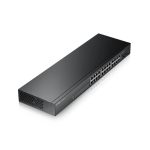 Switch gestionado Zyxel GS-1900-24 v2 con 24 puertos Gigabit Ethernet (10/100/1000), formato 1U en color negro. SKU GS1900-24-EU0102F.