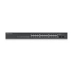 Switch gestionado Zyxel GS-1900-24 v2 con 24 puertos Gigabit Ethernet (10/100/1000), formato 1U en color negro. SKU GS1900-24-EU0102F.