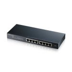 Imagen del Zyxel GS1900-8, un switch gestionado L2 con 8 puertos Gigabit Ethernet en color negro, SKU: GS1900-8-EU0102F