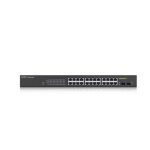 Zyxel GS1900-24HP Switch Gestionado Gigabit Ethernet con 24 puertos, adecuado para montaje en rack 1U de color negro, SKU GS190024HPV2-EU0101F