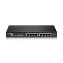 Imagen del Zyxel GS1915-8, un switch gestionado de capa 2 con puertos Gigabit Ethernet (10/100/1000) en color negro. SKU GS1915-8-EU0101F