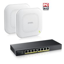Imagen del Zyxel GS1915-8EP, un switch gestionado L2 Gigabit Ethernet con soporte para Energía sobre Ethernet en color negro. SKU: GS1915-8EP-EU0102F