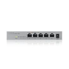 Switch Zyxel MG-105 no administrado, compatible con velocidades de 100, 1000 y 2500 Mbps y chasis de acero, SKU MG-105-ZZ0101F
