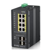 Conmutador gestionado L2 Zyxel RGS200-12P con puertos Gigabit Ethernet (10/100/1000) y función PoE, color negro, SKU RGS200-12P-ZZ0101F