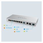 Imagen del Zyxel XGS1010-12-ZZ0102F, un switch no administrado con Gigabit Ethernet de 12 puertos en color gris SKU XGS1010-12-ZZ0102F