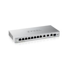 Imagen del switch gestionado Zyxel XGS1250-12 L2 con puertos 10G Ethernet de color gris, SKU XGS1250-12-ZZ0102F