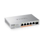 Switch Zyxel XMG-105HP No administrado 2.5G Ethernet (100/1000/2500), Energía sobre Ethernet (PoE), color Plata, SKU XMG-105HP-EU0101F