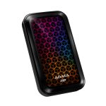 Imagen del ADATA SE770G, un disco duro externo de 2 TB con conectividad USB Tipo C 3.2 Gen 2 en color negro SKU ASE770G-2TU32G2-CBK