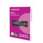Imagen de la unidad flash USB de ADATA con 2 TB de capacidad y conexión USB tipo A 3.2 Gen 2, SKU SC610-2000G-CBK/RD