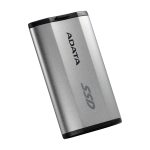 Imagen del disco duro externo ADATA SD810 con capacidad de 1TB, USB Tipo C y USB 3.2 Gen 2x2 en colores negro y plata. SKU: SD810-1000G-CSG