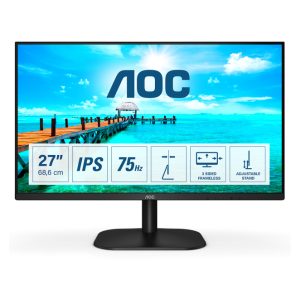 Monitor LED AOC B2 con pantalla de 27 pulgadas, resolución 1920 x 1080 Pixeles, Full HD, modelo 27B2DA, color negro