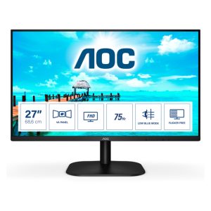 Imagen del monitor AOC 27B2DM de 27 pulgadas, resolución 1920 x 1080 Pixeles Full HD en color negro. SKU: 27B2DM
